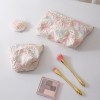 Pink Floral Canvas Makeup Bag Set 2PCS