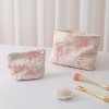 Pink Floral Canvas Makeup Bag Set 2PCS