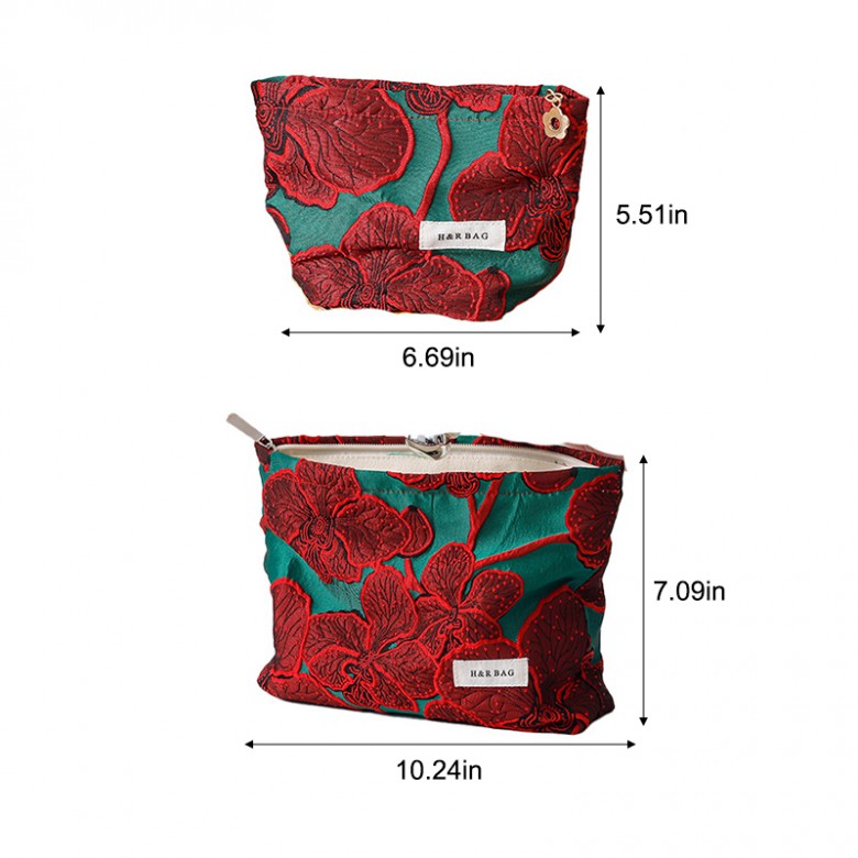 Vintage Floral Makeup Bag Set 2PCS