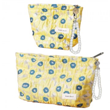 Yellow Floral Jacquard Makeup Bag