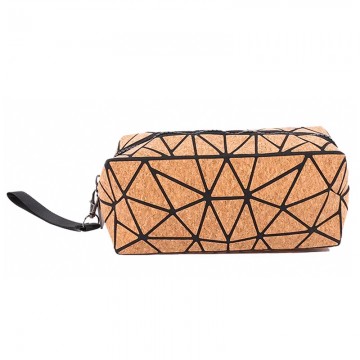 Eco-Friendly Geometric Cork Clutch Cosmetic Bag
