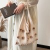 Colorful Cotton Floral Knit Tote Shoulder Bag