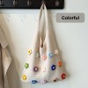 Colorful Cotton Floral Knit Tote Shoulder Bag