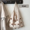 Colorful Cotton Floral Knit Tote Shoulder Bag