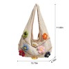 Hollow Knit Shoulder Bag with 3D Flower
