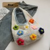 Hollow Knit Shoulder Bag with 3D Flower