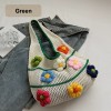 Hollow Knit Shoulder Bag with 3D Flower