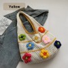 Hollow Knit Shoulder Bag with 3D Flower