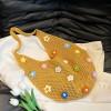 Knitted Floral Tote Shoulder Bag