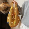 Knitted Floral Tote Shoulder Bag