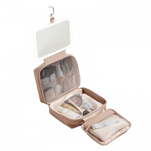 Hanging Travel Toiletry Bag with LED Mirror