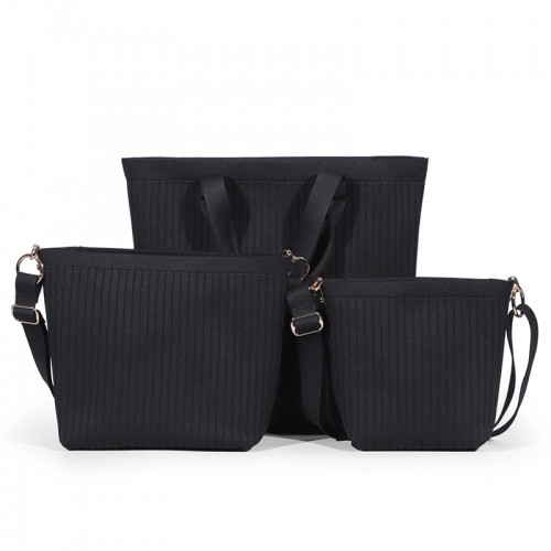 Black 3D Knitted Tote Shoulder Bag