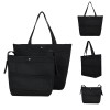 Black Fly-Knit Tote Shoulder Bag