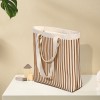 Brown Striped Knit Tote Shoulder Bag