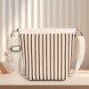 Brown Striped Knit Tote Shoulder Bag