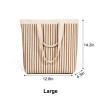 Brown Striped Knit Tote Shoulder Bag