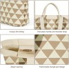 Brown Triangle Check Knit Tote Shoulder Bag