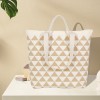 Brown Triangle Check Knit Tote Shoulder Bag