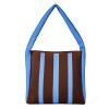 Color-Block Striped Knit Tote Bag