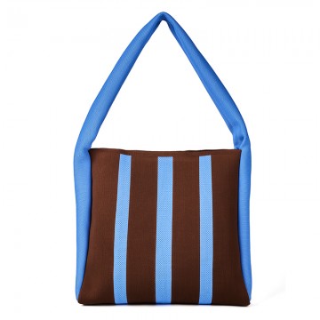 Color-Block Striped Knit Tote Bag