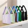 Color-Block Striped Knit Tote Bag