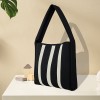 Color-Block Striped Knit Tote Bag
