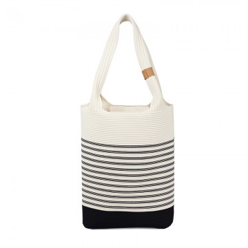Knitted Stripe Shoulder Tote Bag