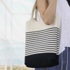 Knitted Stripe Shoulder Tote Bag