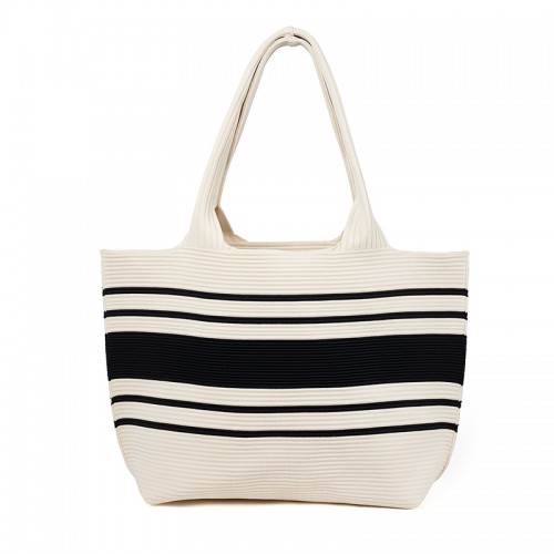 Large Striped Knit Tote Bag