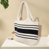 Large Striped Knit Tote Bag