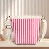 Pink Striped Tote Shoulder Sling Bag