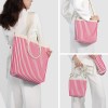 Pink Striped Tote Shoulder Sling Bag