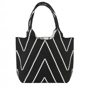 Reversible Striped Knit Tote Bag