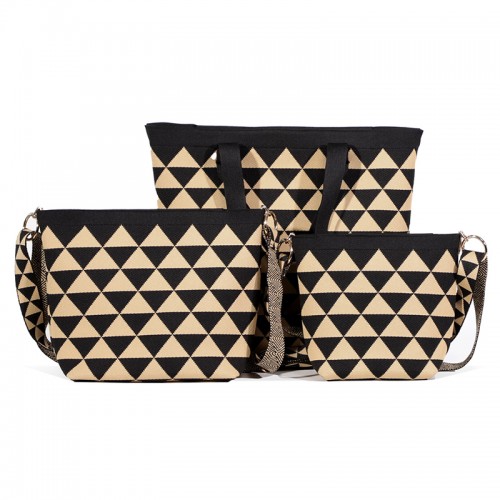 Triangle Plaid Knitted Tote Shoulder Bag