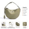 Genuine Leather Woven Crescent Shoulder Bag