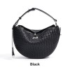 Genuine Leather Woven Crescent Shoulder Bag