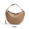 Genuine Leather Woven Crescent Shoulder Bag