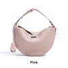 Genuine Leather Woven Crescent Shoulder Bag