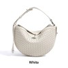 Genuine Leather Woven Crescent Shoulder Bag