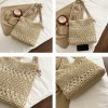 Boho Woven Straw Beach Tote Bag