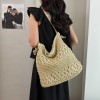 Boho Woven Straw Beach Tote Bag