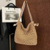 Boho Woven Straw Beach Tote Bag