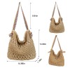 Boho Woven Straw Beach Tote Bag
