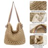 Boho Woven Straw Beach Tote Bag