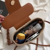 Faux Leather Straw Box Bag
