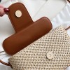 Faux Leather Straw Box Bag