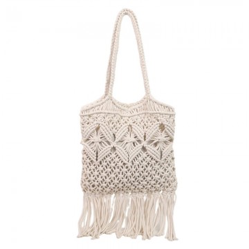 Hollow Woven Shoulder Bag with Tassels
