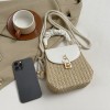 PU Leather Flap Straw Bag