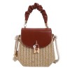 PU Leather Flap Straw Bag