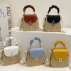 PU Leather Flap Straw Bag